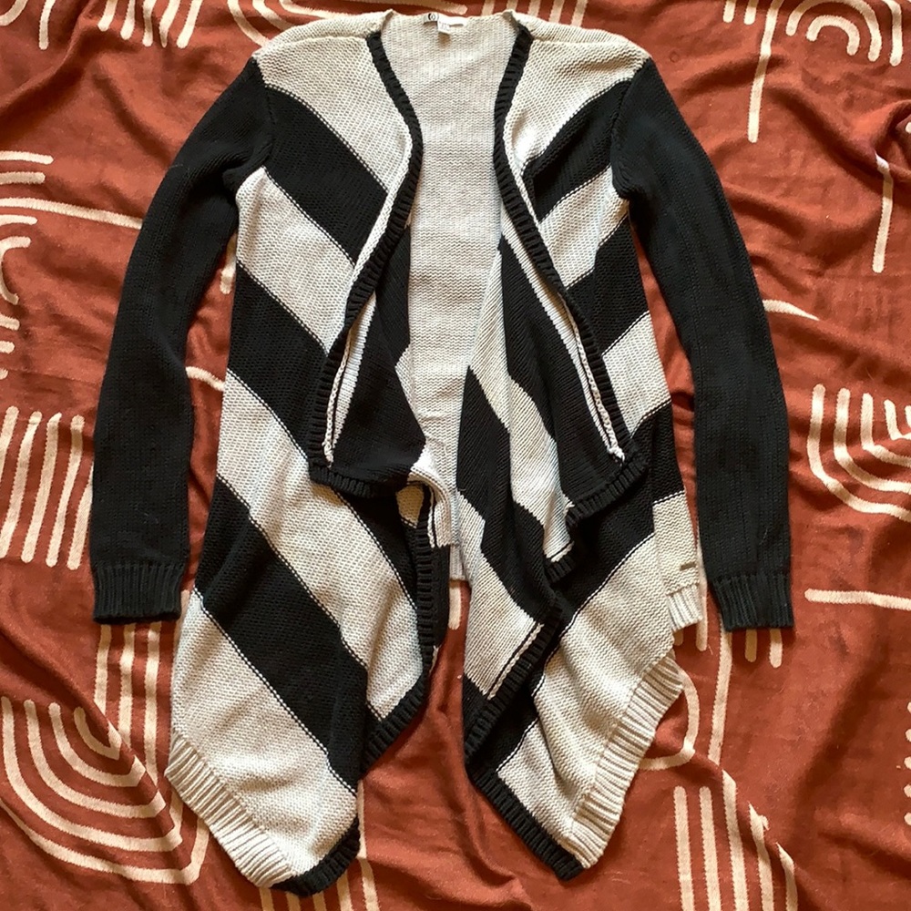 Volcom Fireside Wrap Navy Striped Knit Cardigan